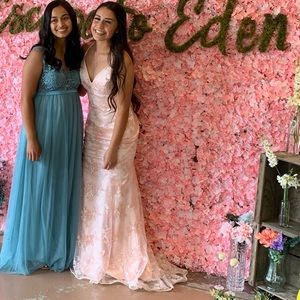 Light Pink Floral Prom Dress
